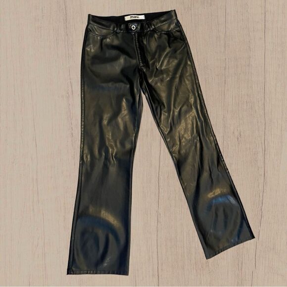 90s vintage Mavi faux leather low rise boot cut pants - Picture 1 of 11